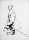 Pen and Ink Portrait of a Roundhead Cavalry Officer (Original)