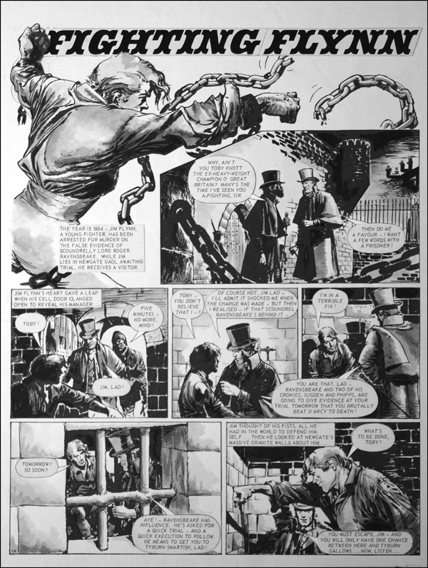 Fighting Flynn - Escape (TWO pages) (Prints) by Carlos Roume Art at The Illustration Art Gallery