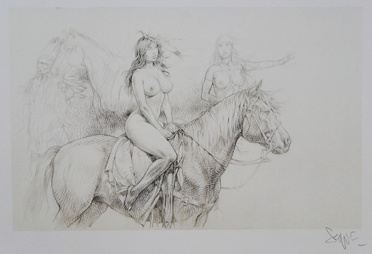 Indian on Horseback: Profile (Limited Edition Print) (Signed) art by Paolo Serpieri Art at The Illustration Art Gallery