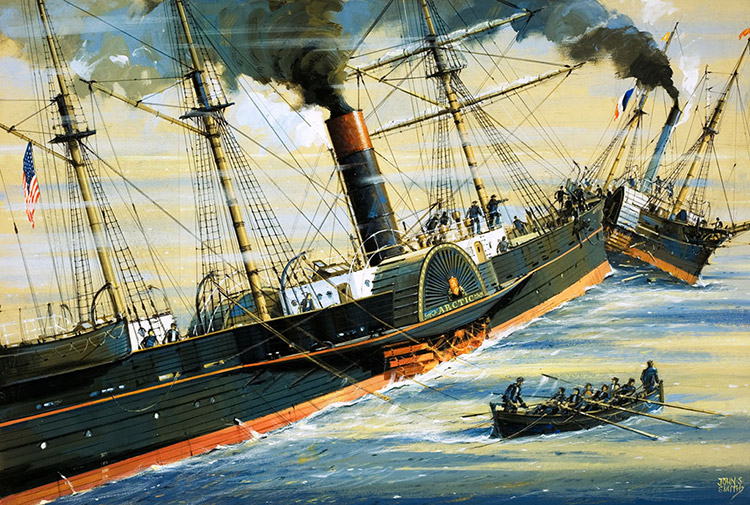 Disaster on the Blue Riband Challenge (Original) (Signed) by John S Smith at The Illustration Art Gallery