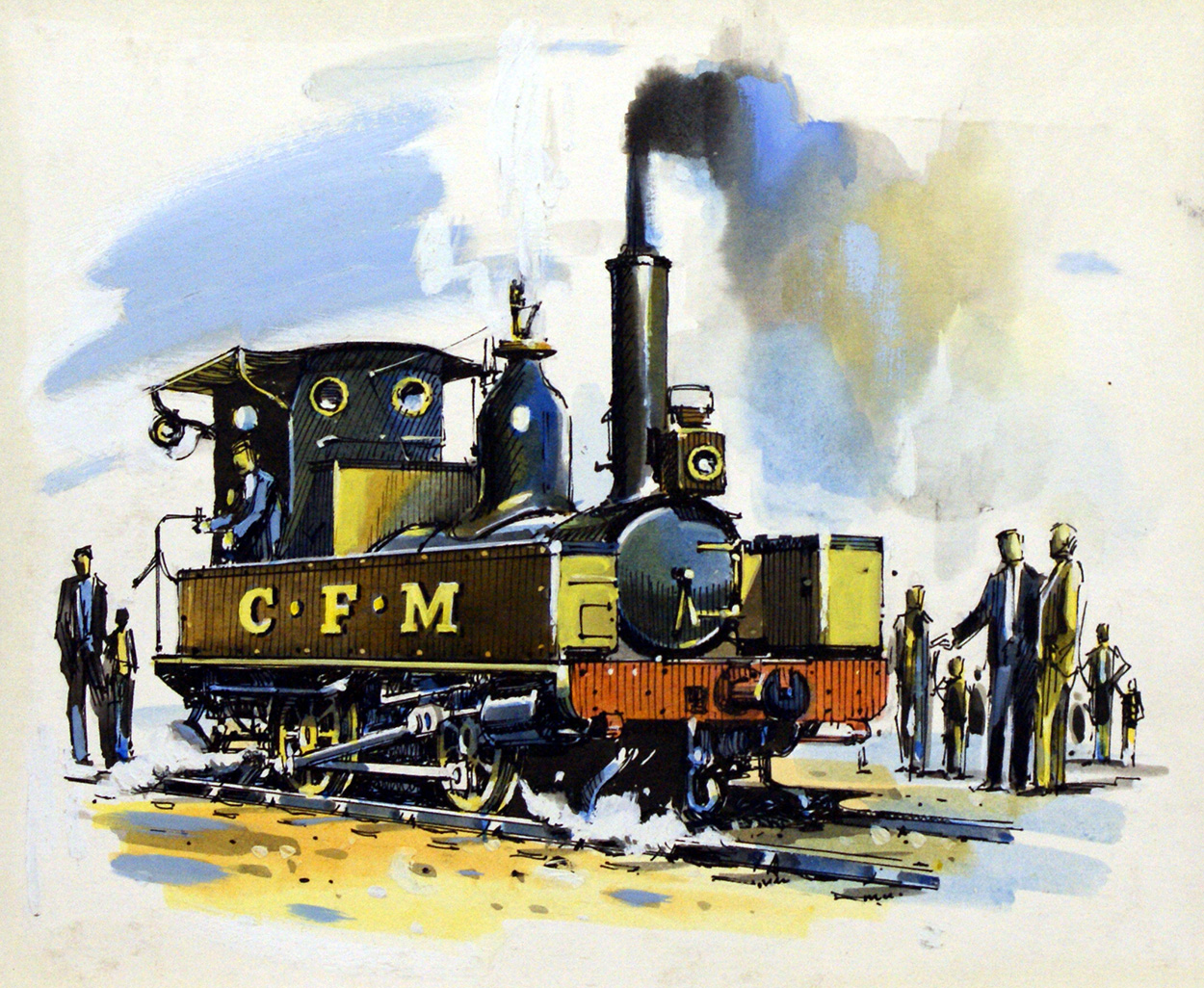 Stoking up the Engine (Original) art by John S Smith at The Illustration Art Gallery