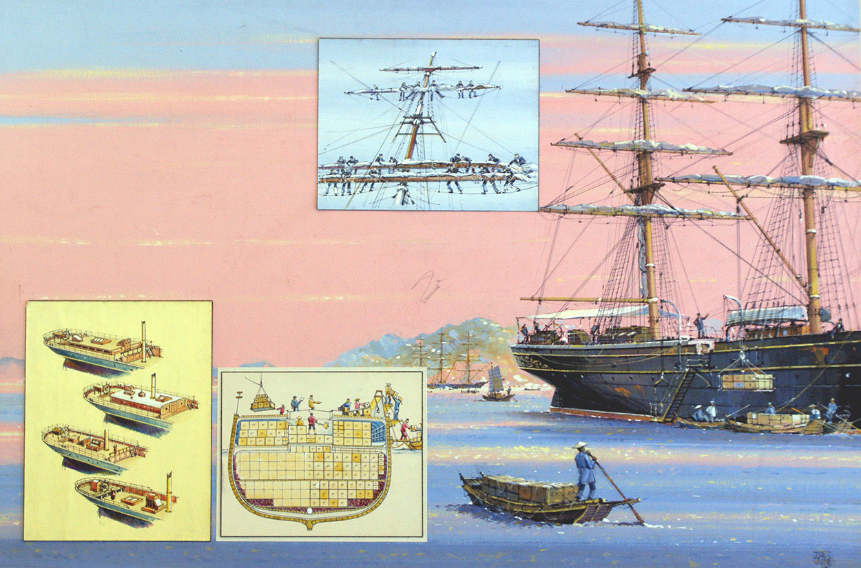 The Cutty Sark and the Tea Clippers (Original) (Signed) art by John S Smith at The Illustration Art Gallery