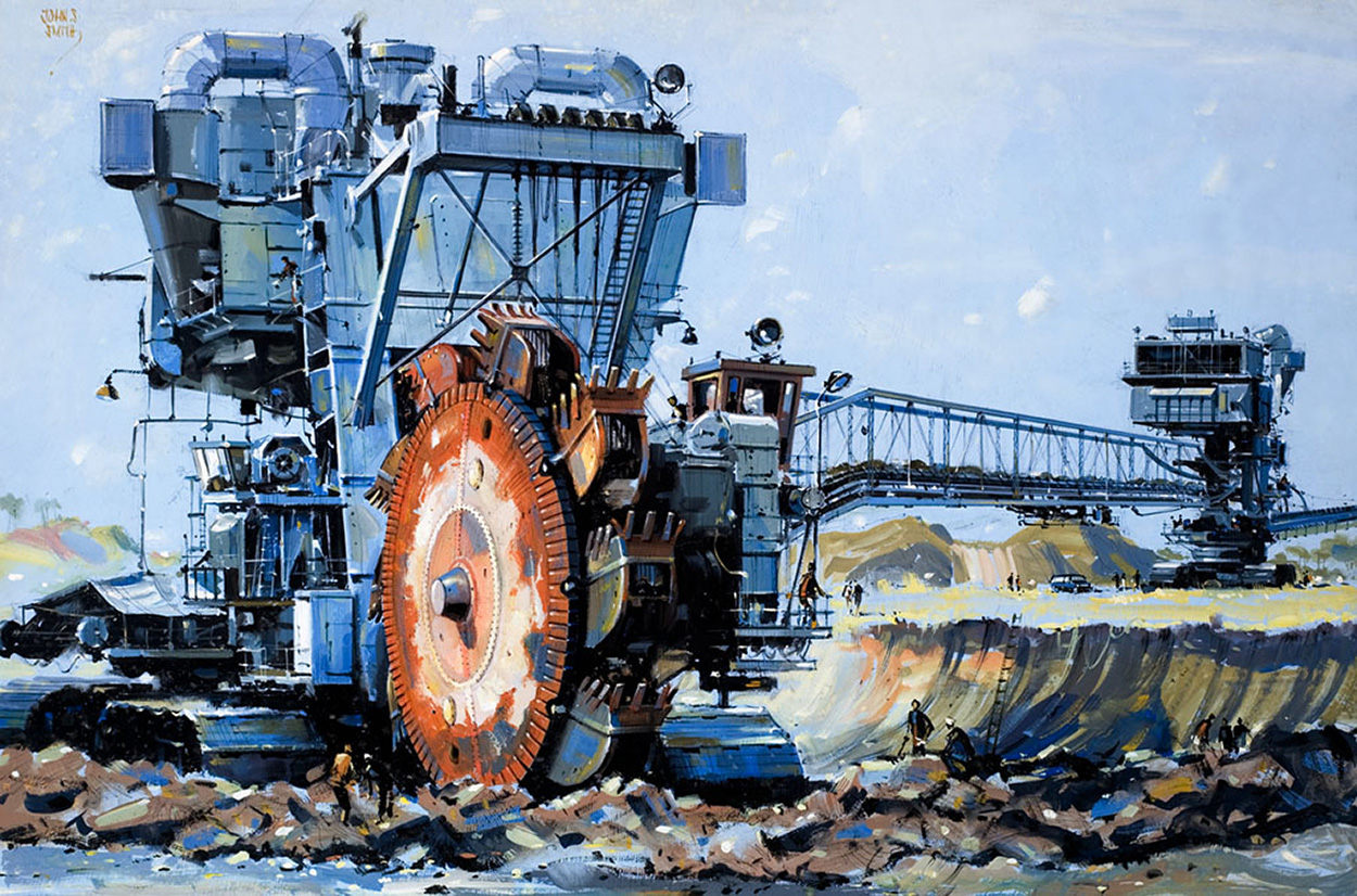 Mighty Machines: Giant Digger (Original) (Signed) art by John S Smith Art at The Illustration Art Gallery