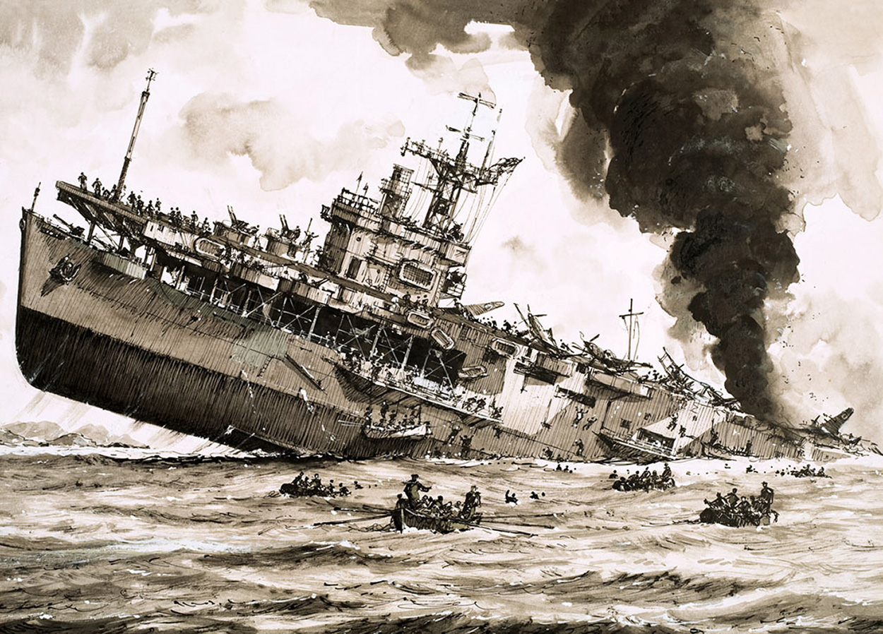 The Sinking of HMS Dasher (Original) art by John S Smith at The Illustration Art Gallery