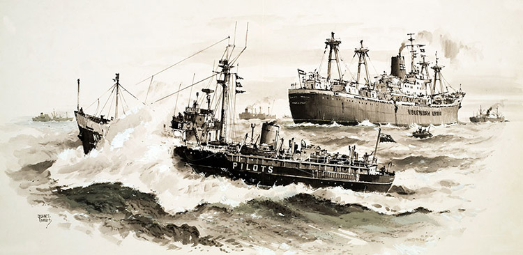 The Pilot Boat at Work (Original) (Signed) by John S Smith at The Illustration Art Gallery