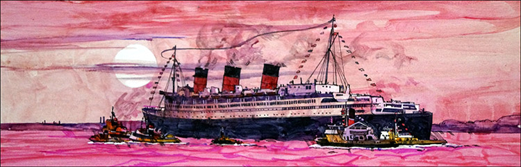RMS Queen Mary (Original) by Ferdinando Tacconi at The Illustration Art Gallery