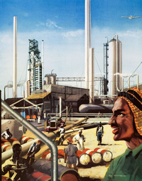 An Oil Refinery in Arabia (Original Macmillan Poster) (Print)