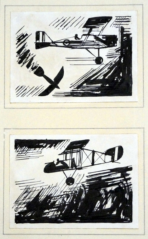 Two Aeroplane Sketches (Original) by Charles Clixby Watson Art at The Illustration Art Gallery