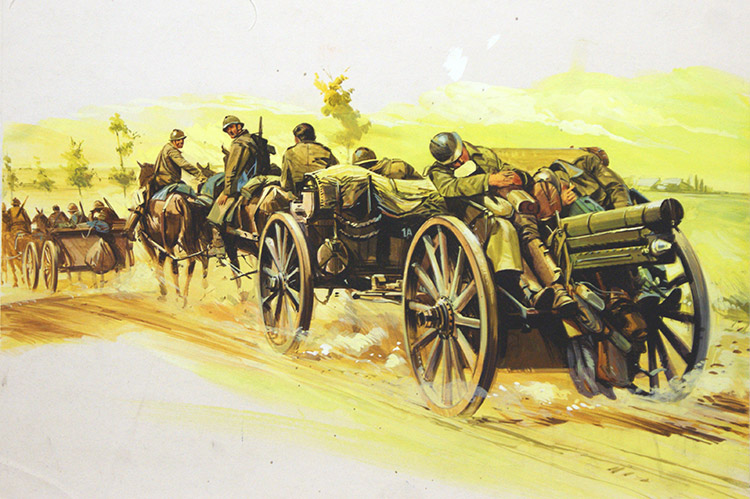 Belgian Retreat in 1940 (Original) by Gerry Wood at The Illustration Art Gallery