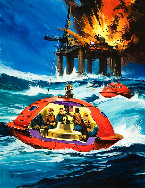 North Sea Explosion (Original) by Gerry Wood at The Illustration Art Gallery