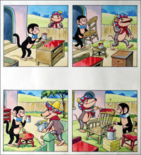 Alfie & Mango - The Wet Paint Gag (TWO pages) (Originals)
